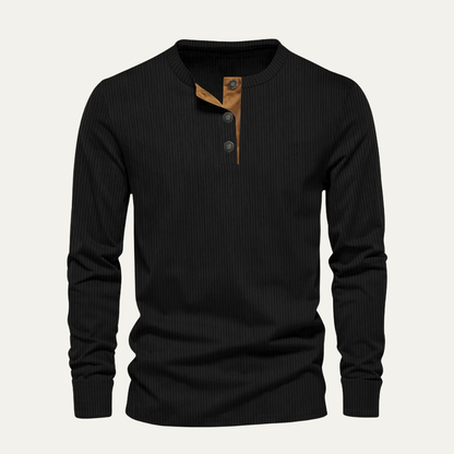 Men's Corduroy Henley Sweater Ribbed Casual - Fashinoza