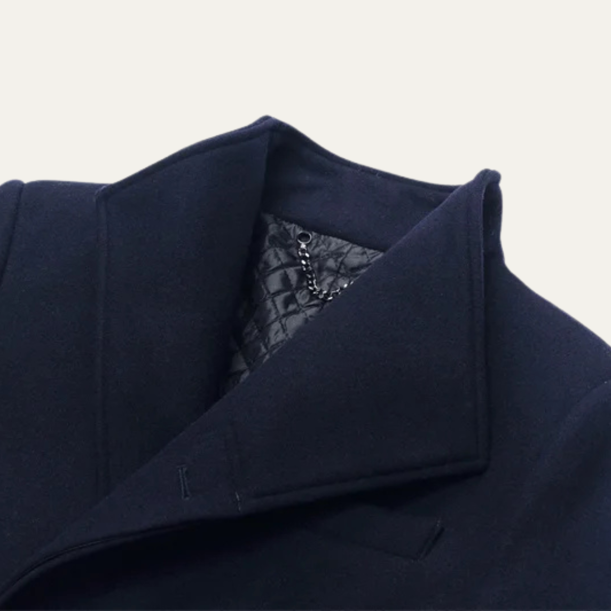 Men's Single Breasted Winter Jacket Wool Black