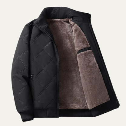 Men's Quilted Fleece Jacket Padded Zip Up