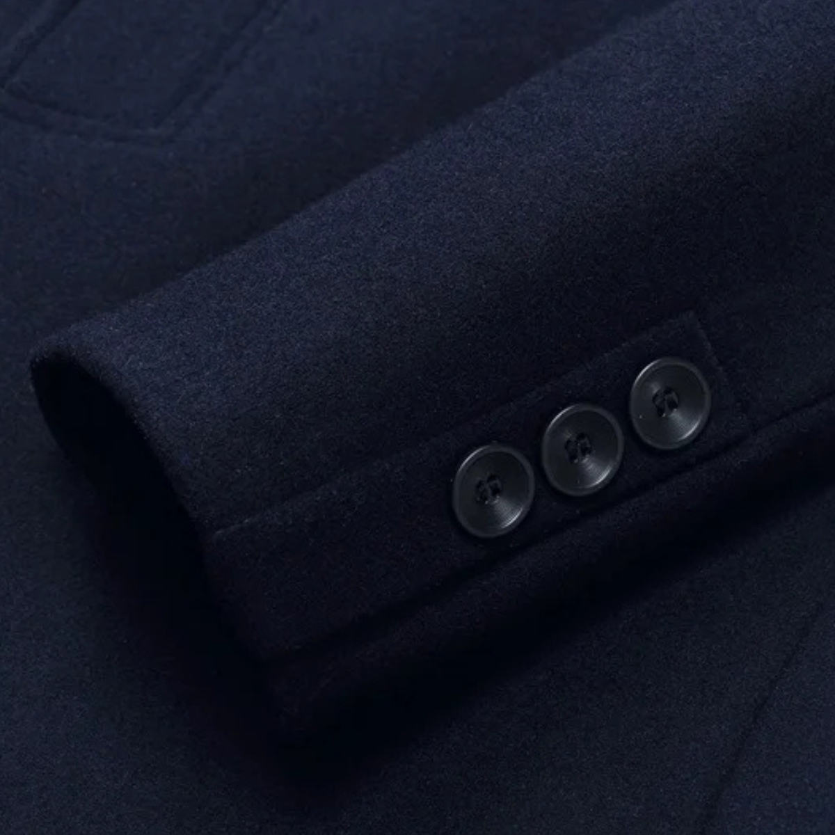 Men's Single Breasted Winter Jacket Wool Black