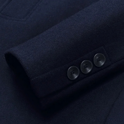 Men's Single Breasted Winter Jacket Wool Black