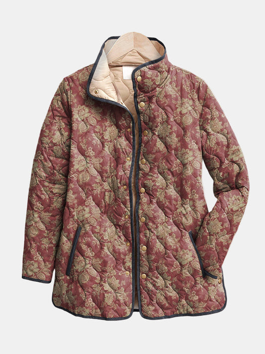 Women's Retro Floral Print Jacket - Fashinoza
