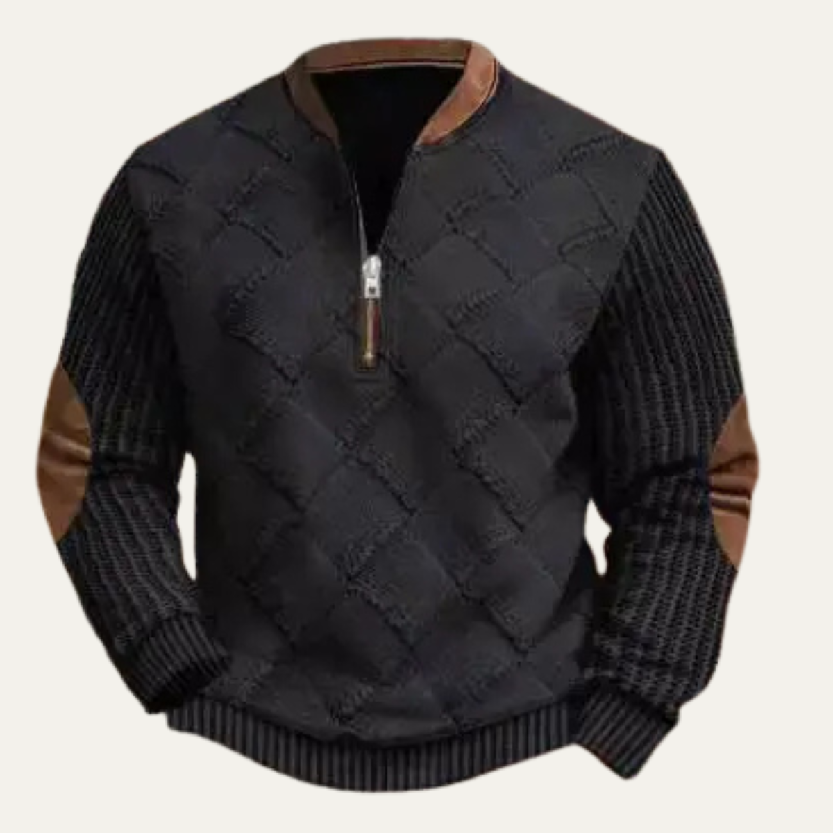 Men's Casual Knit Sweater Patterned Half Zip - Fashinoza