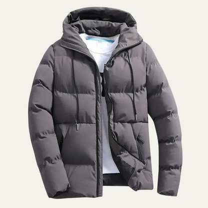 Men's Black Quilted Puffer Jacket Warm Winter - Fashinoza