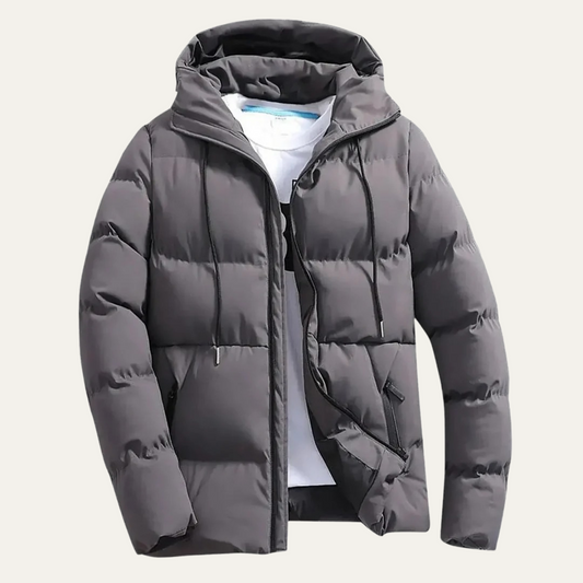 Men's Black Quilted Puffer Jacket Warm Winter - Fashinoza