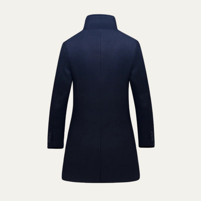 Men's Single Breasted Winter Jacket Wool Black