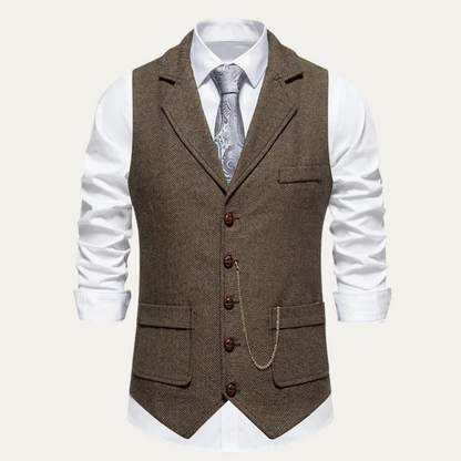 Men's Classic Tweed Gilet - Fashinoza