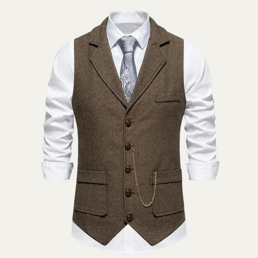 Men's Classic Tweed Gilet - Fashinoza