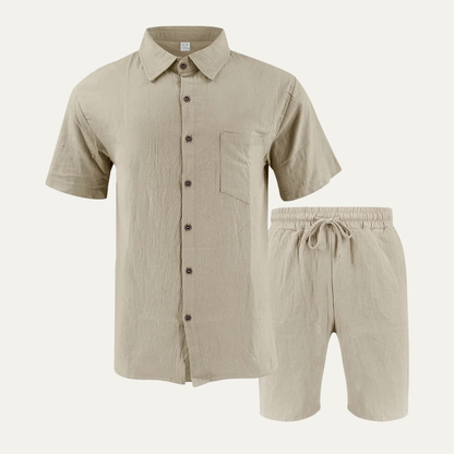 Men's Casual Short Sleeve Shirt And Shorts Set - Fashinoza