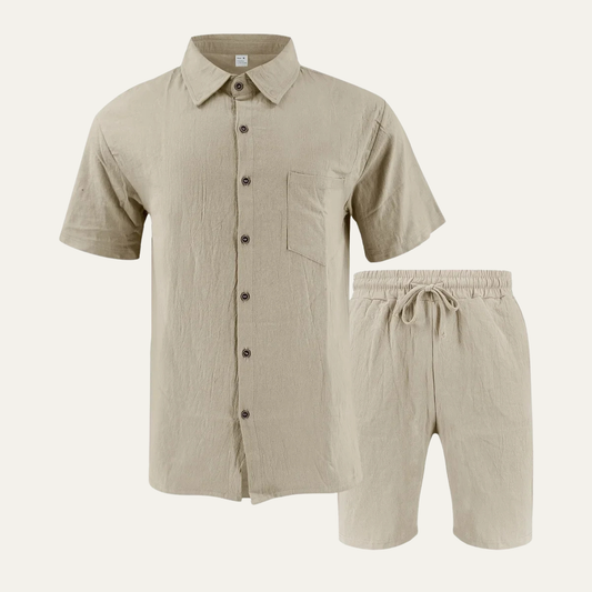 Men's Casual Short Sleeve Shirt And Shorts Set - Fashinoza