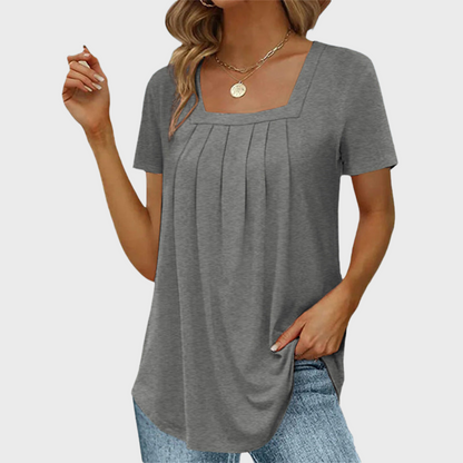 Women's Pleated Blouse Square Neckline