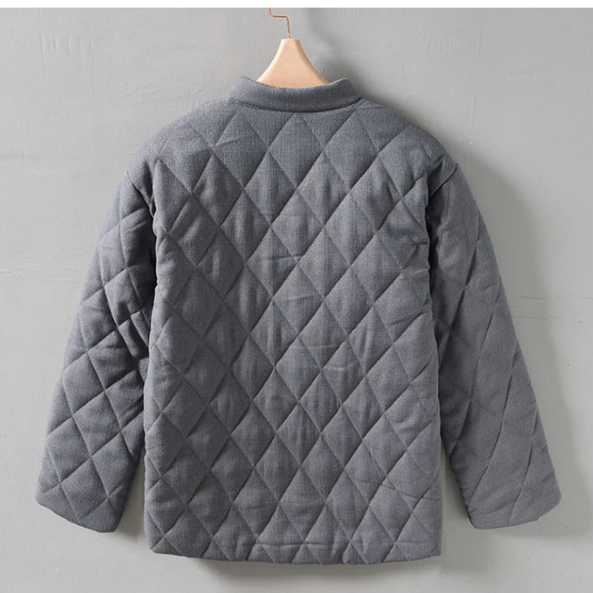 Men's Quilted Padded Jacket Stand Collar Vintage Style