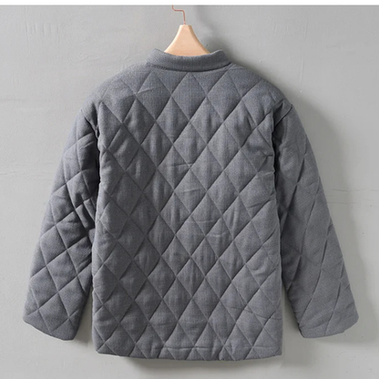 Men's Quilted Padded Jacket Stand Collar Vintage Style