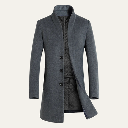 Men's Wool Blend Single Breasted Trench Coat - Fashinoza