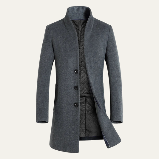 Men's Wool Blend Single Breasted Trench Coat - Fashinoza