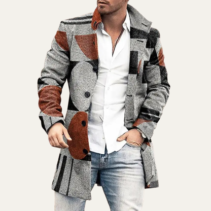 Men's Wool Blend Long Winter Coat Red