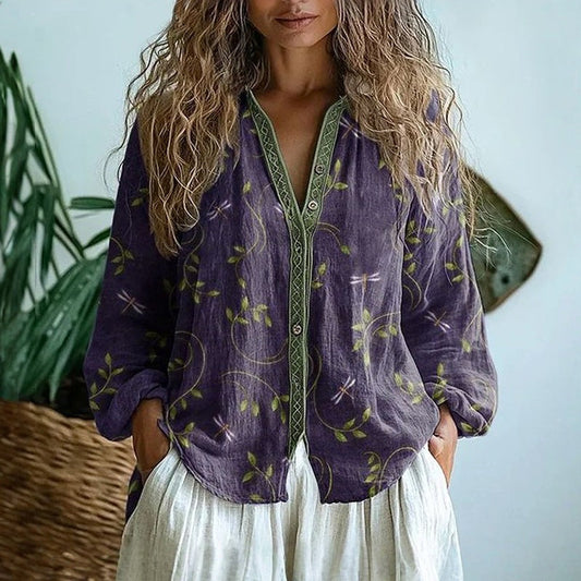 Women's Relaxed Fit Blouse Nature Print - Fashinoza