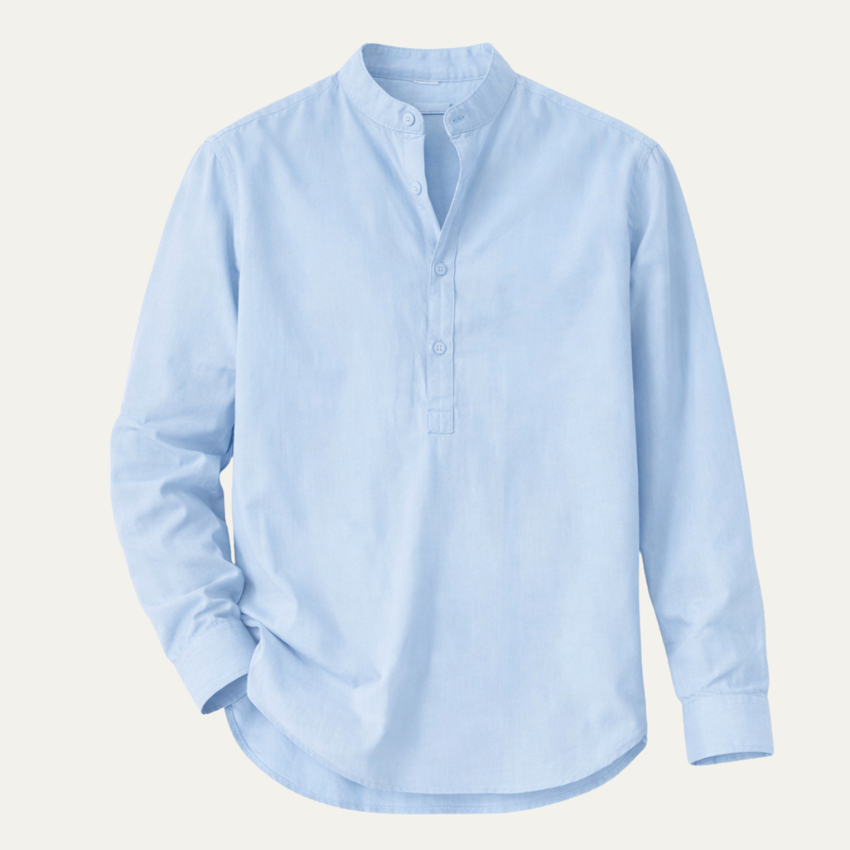 Men's Cotton Linen Shirt Mandarin Collar - Fashinoza