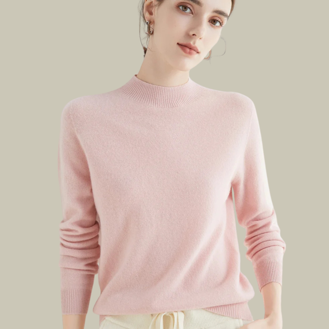 Emma | Women’s Blush Minimal Mock Neck Pullover