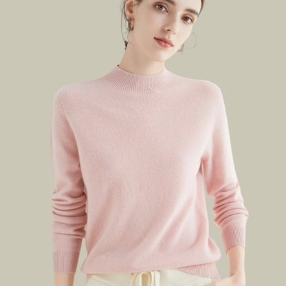 Emma | Women’s Blush Minimal Mock Neck Pullover