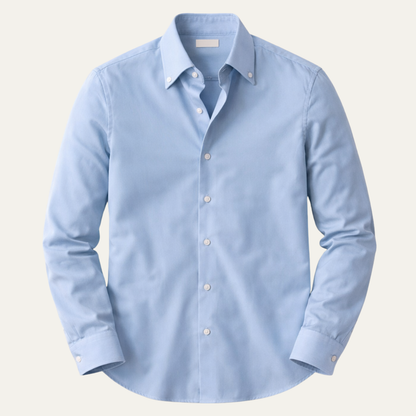 Men's Light Blue Button Up Shirt Italian Collar Cotton - Fashinoza