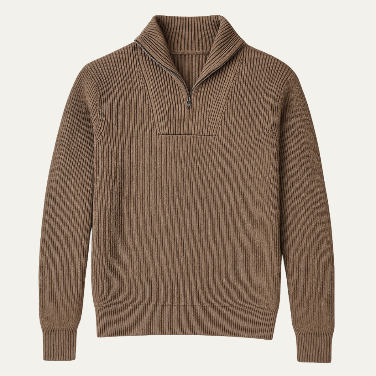 Men's Ribbed Sweater Half Zip Funnel Neck - Fashinoza