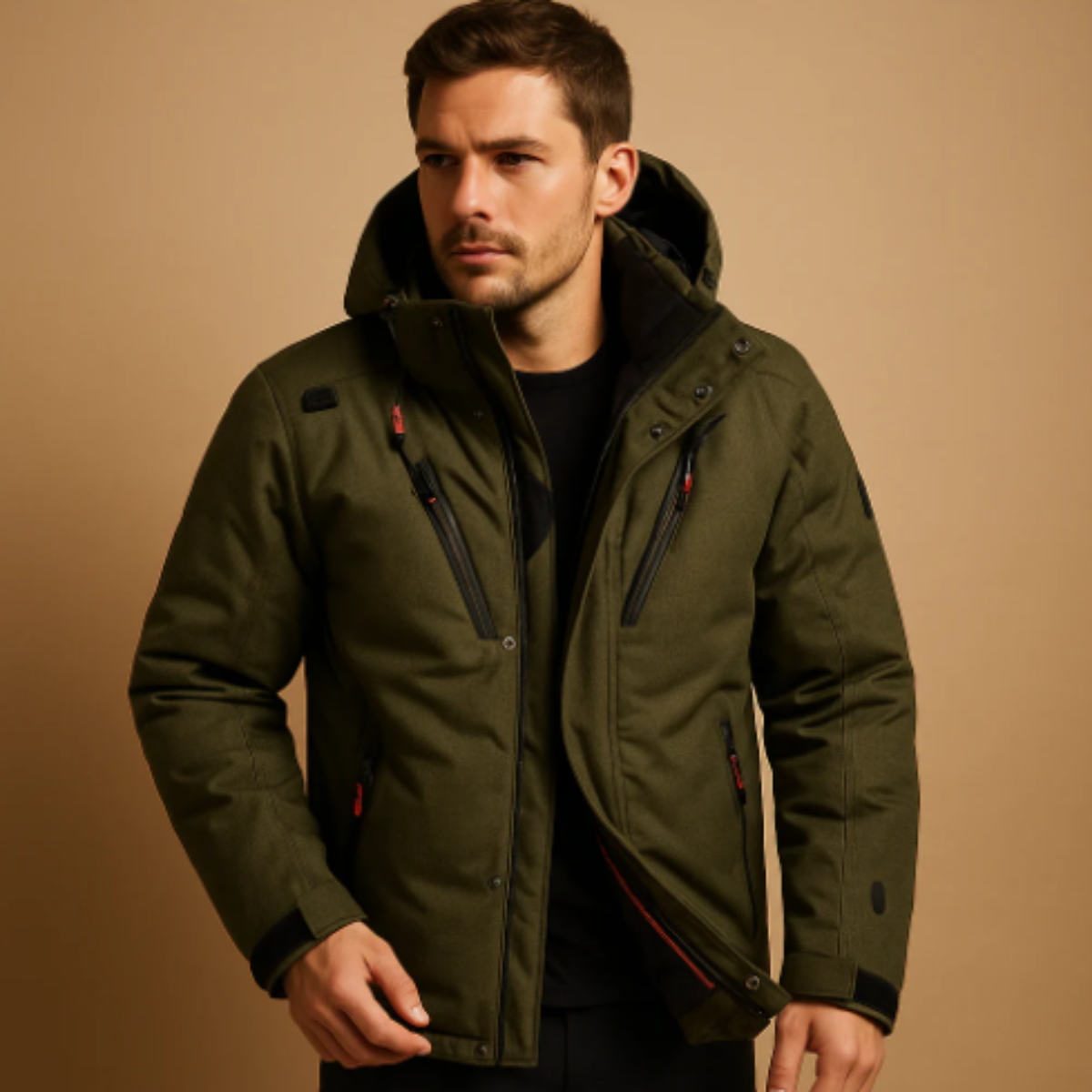Men's Warm Puffer Parka Jacket Detachable Hood