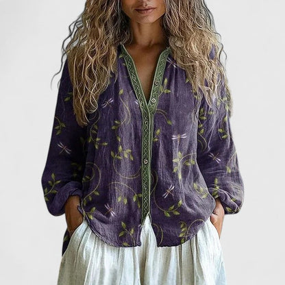 Peyton | Womens Printed Button Front Casual Top