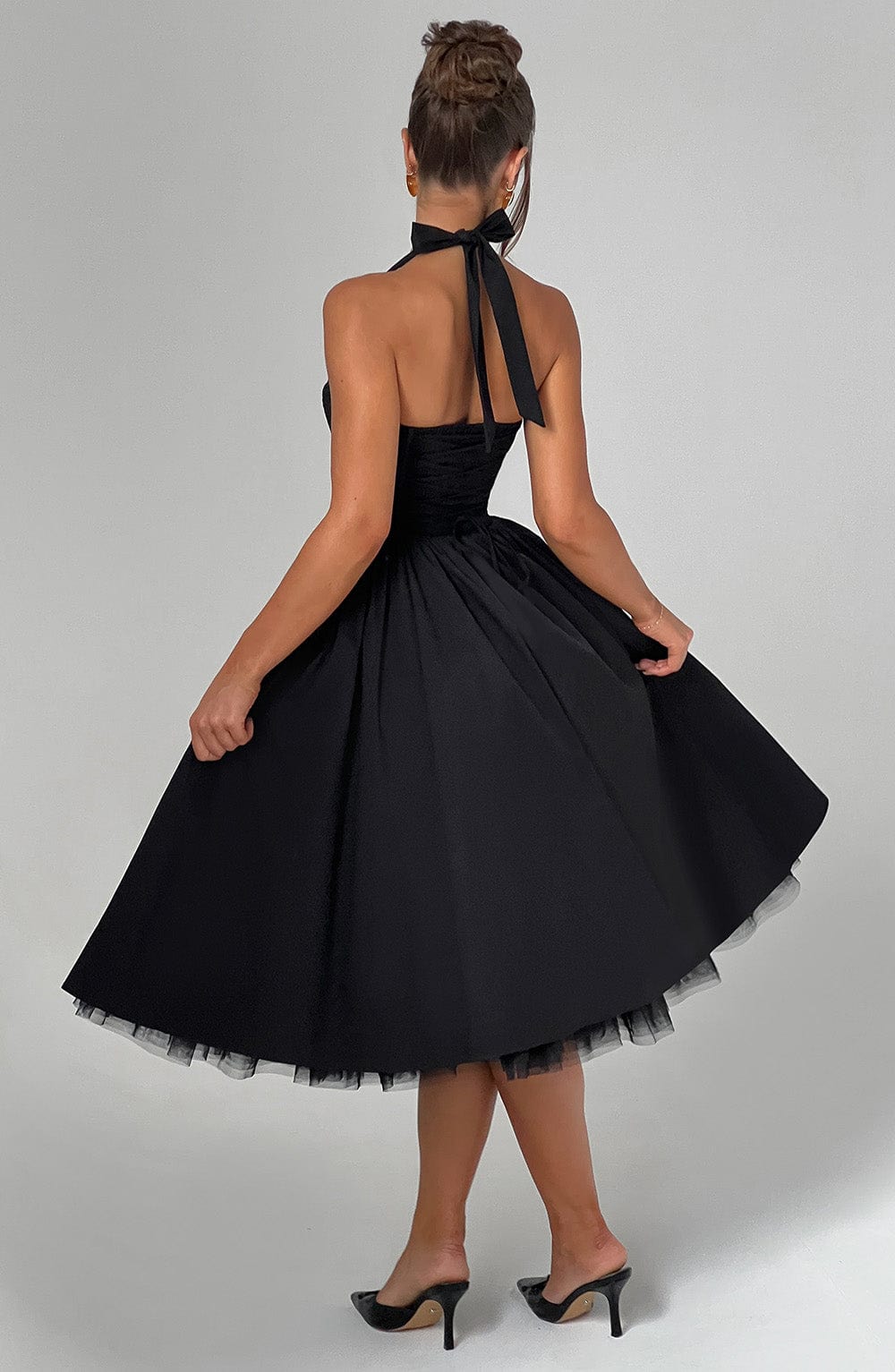 Women's Midi Dress Halter Neck Tulle Hemline
