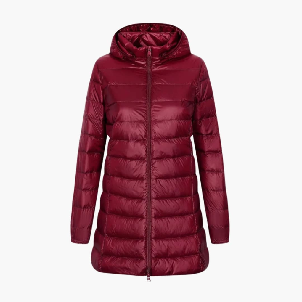 Women's Down Parka Coat Hooded Long Black