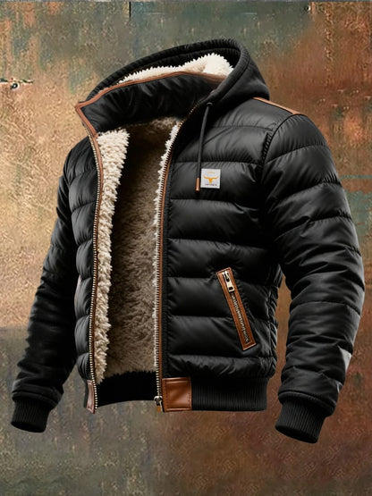 Hooded Sherpa-Lined Puffer Jacket