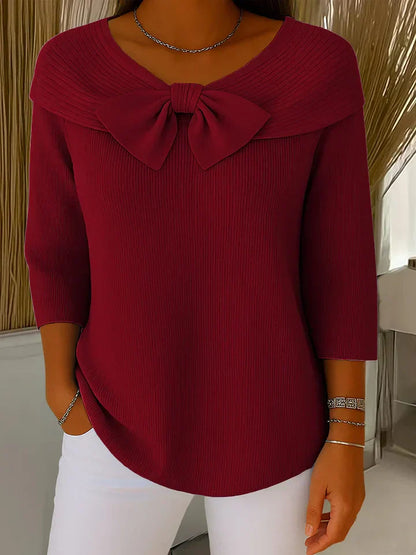 Women's Round Neck Sweater with Bow Detail