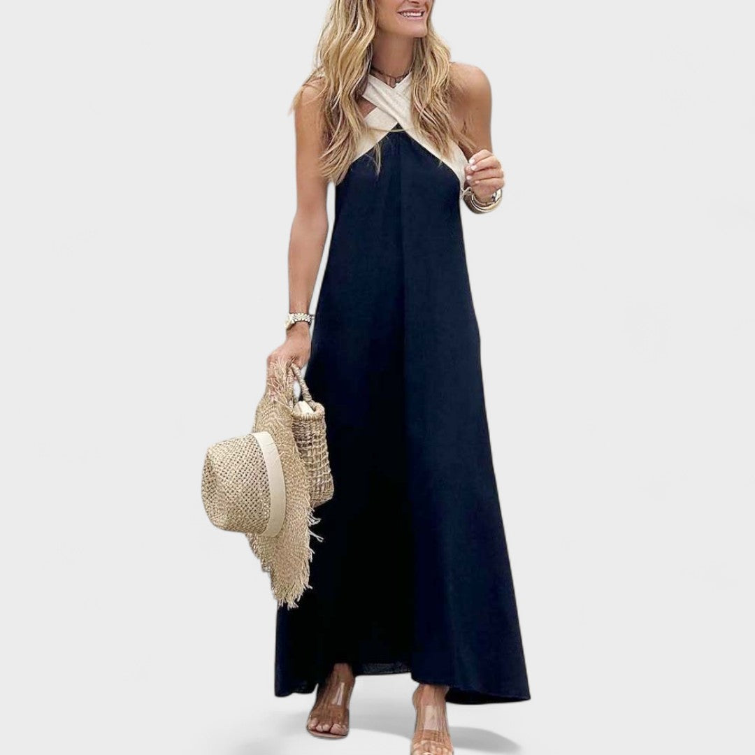 Women's Maxi Dress Cross Neck Casual Fit