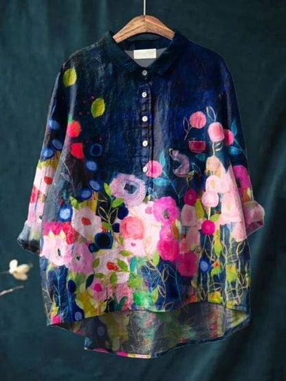 Maya | Women Floral Button Front Pocket Blouse