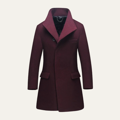 Men's Single Breasted Winter Jacket Wool Black