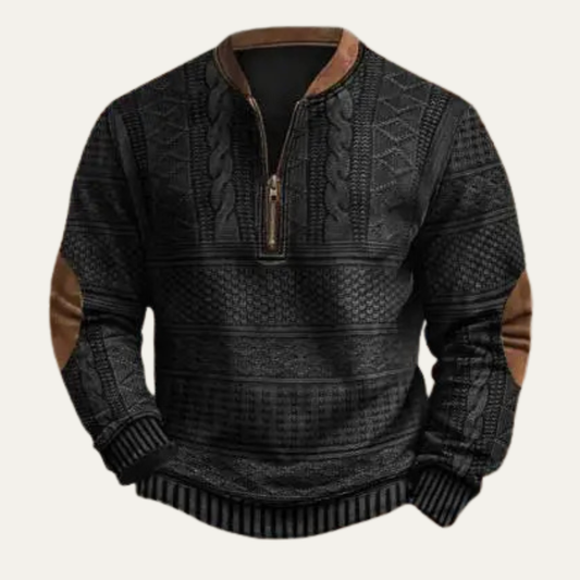 Alderford Men's Knit Sweater Half Zip Patterned - Fashinoza