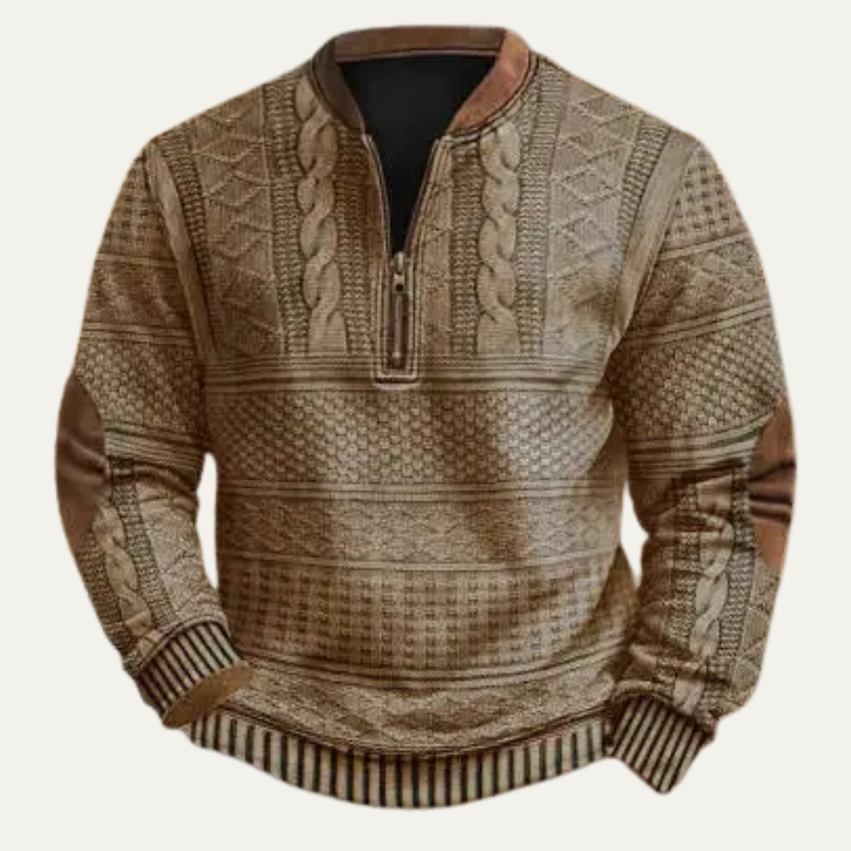 Men's Retro Knit Half Zip Sweater Patterned - Fashinoza