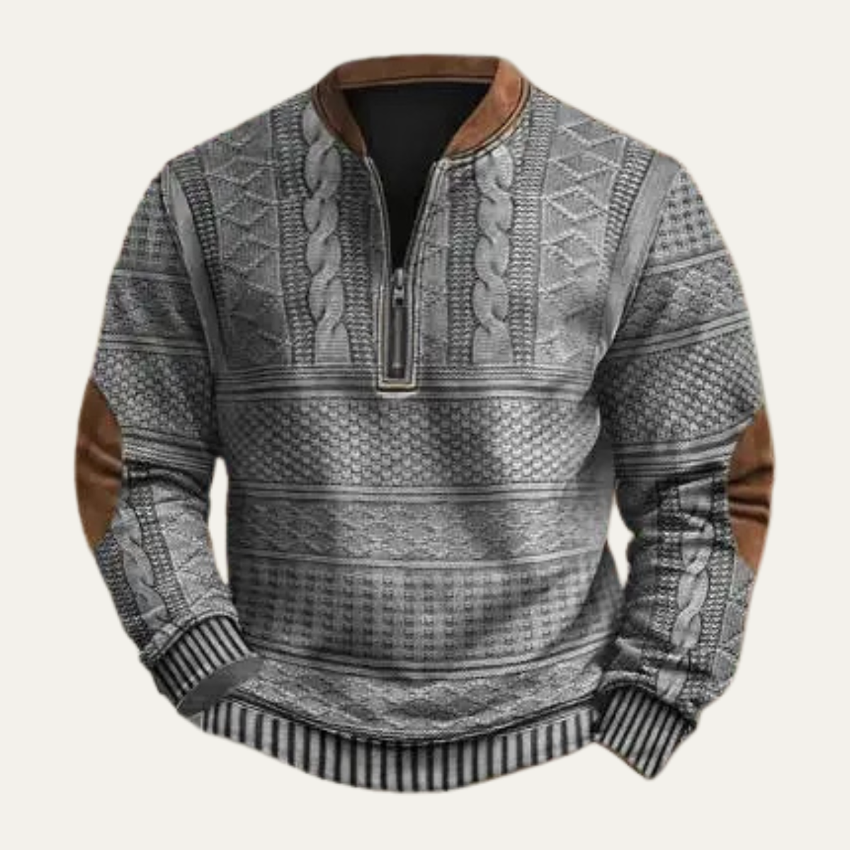 Men's Retro Knit Half Zip Sweater Patterned