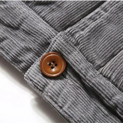 Men's Corduroy Winter Jacket Fur Collar Brown
