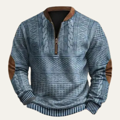 Men's Retro Knit Half Zip Sweater Patterned