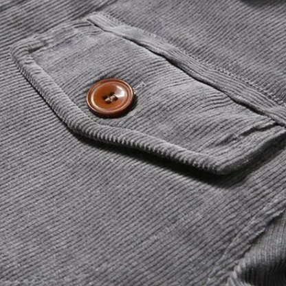 Men's Corduroy Winter Jacket Fur Collar Brown
