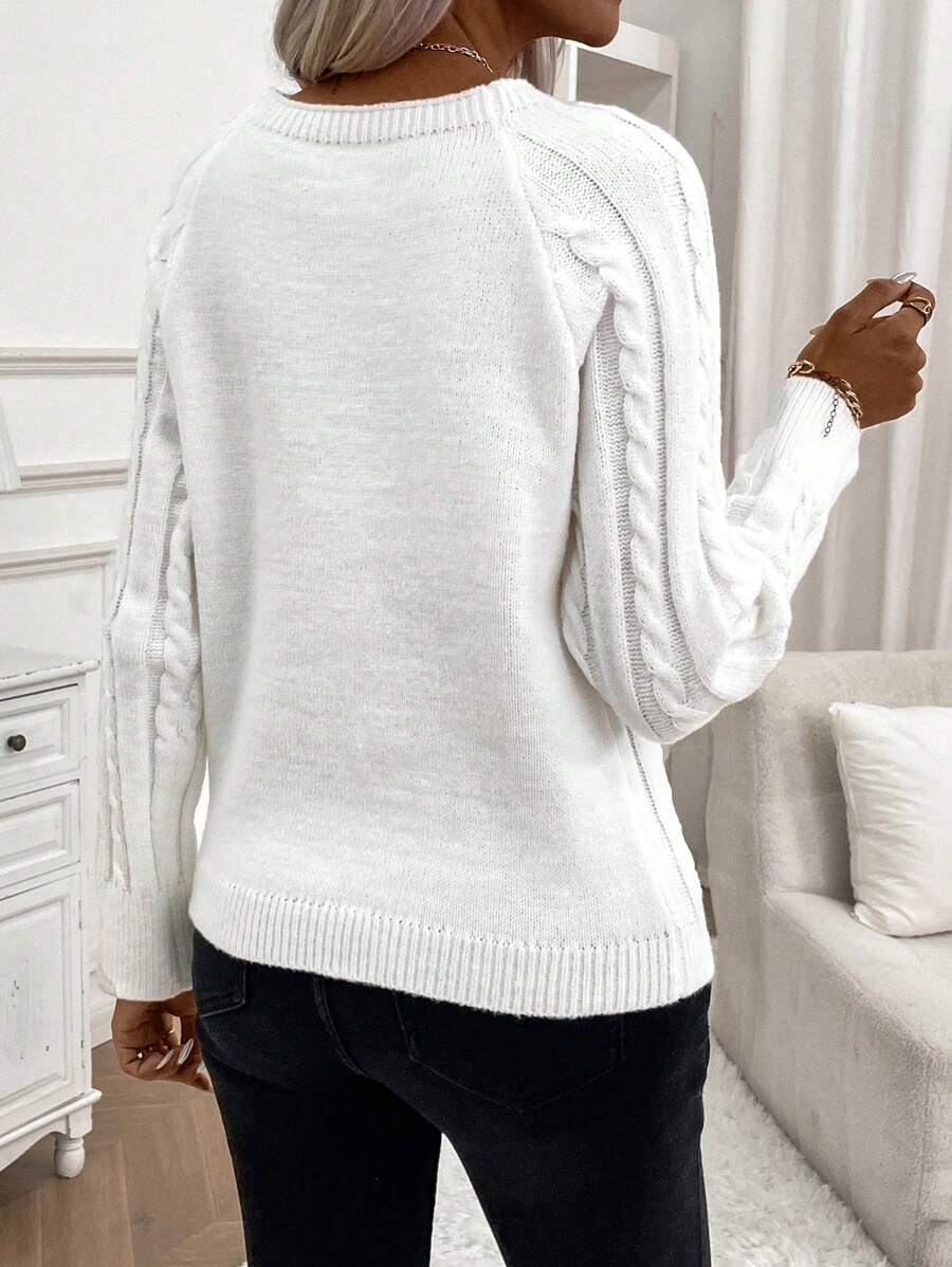 Women's Cable Knit Jumper Button Detail