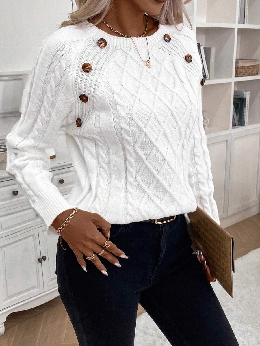 Women's Cable Knit Round Neck Sweater