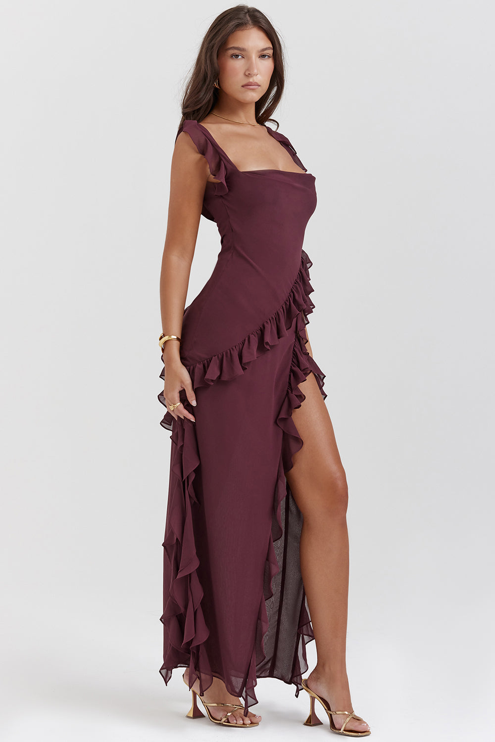 Elegant Ruffle Evening Gown