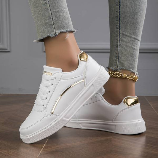 Women's Orthopedic Sneakers Pu Leather White - Fashinoza