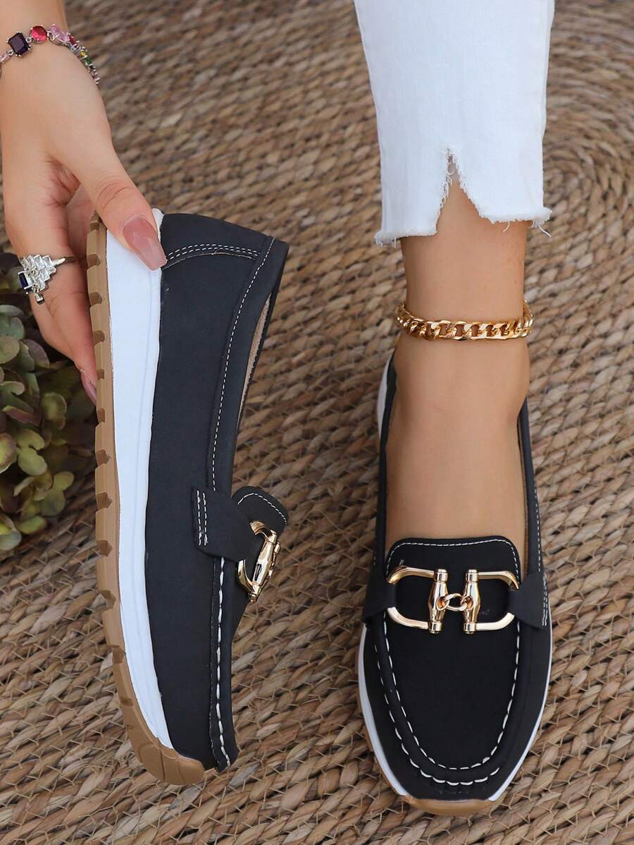Women's Slip-On Loafers Flat Shoes Casual Leather