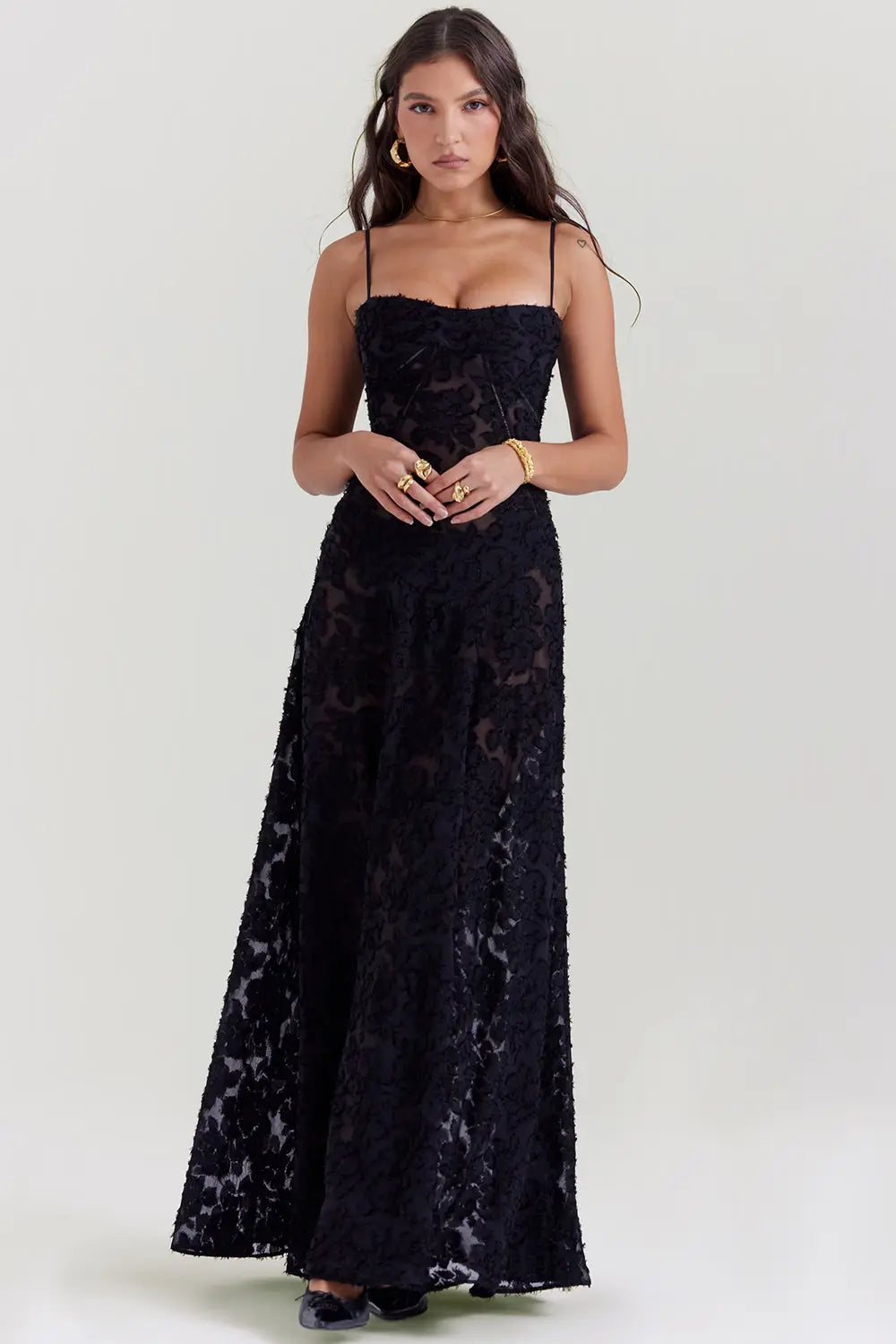 Women's Long Summer Dress Open Back Adjustable Straps