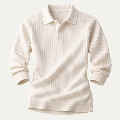 Men's V Neck Jacquard Polo Shirt - Fashinoza
