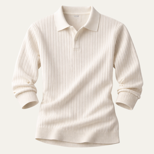 Men's V Neck Jacquard Polo Shirt - Fashinoza
