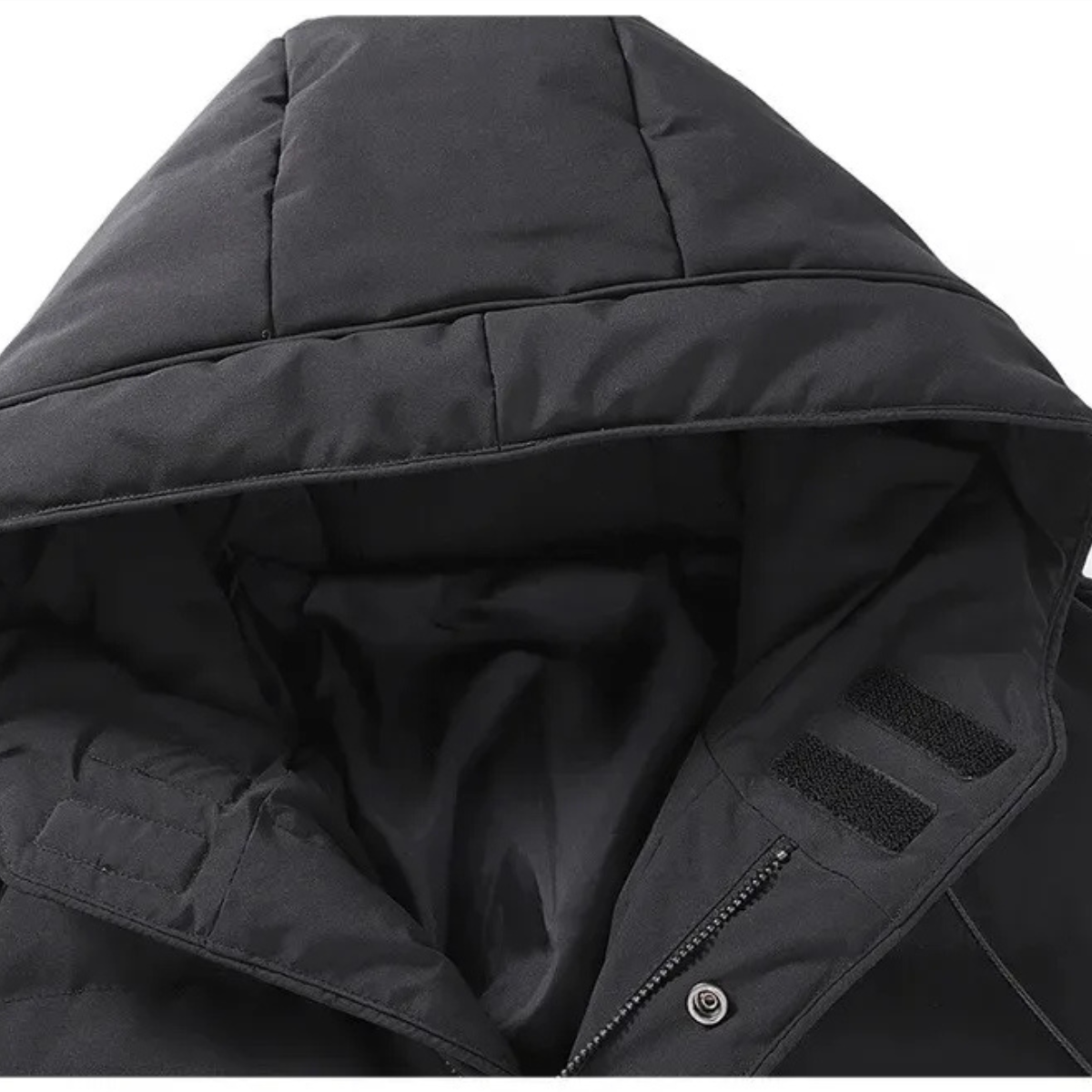 Men's Long Hooded Puffer Jacket Cotton Filled Black